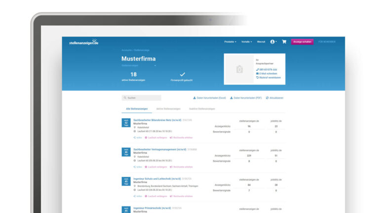 Dashboard stellenanzeigen.de