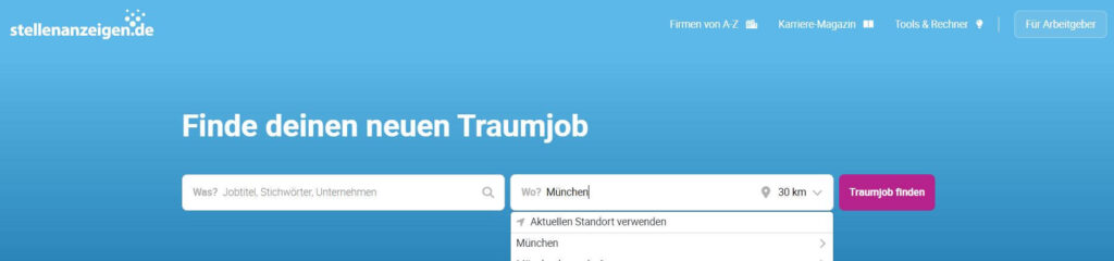 stellenanzeigen.de im neuen Look mit besserer Umkreissuche