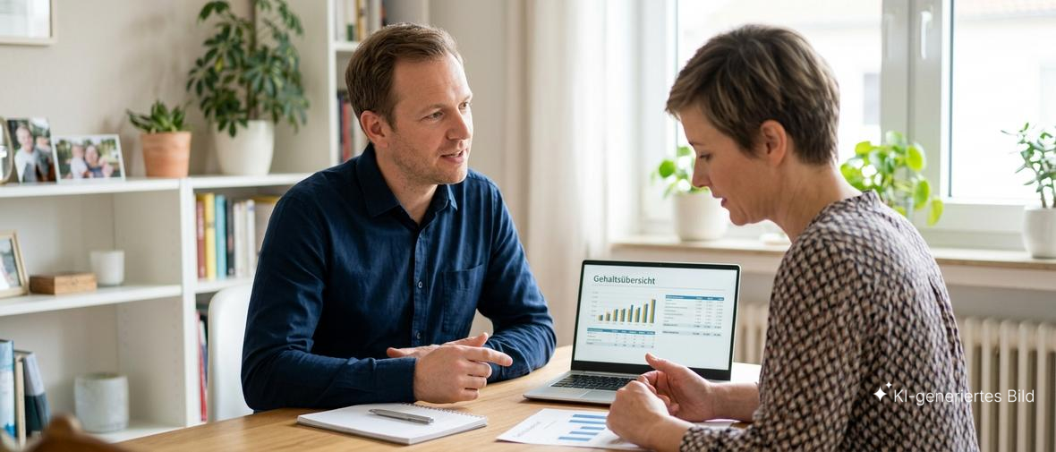 HR-Manager und Manager besprechen Gehaltsstrukturen :"Spitzenverdiener in Deutschland: Zahlen, Branchen und was Arbeitgeber wissen sollten" (KI-generiert)