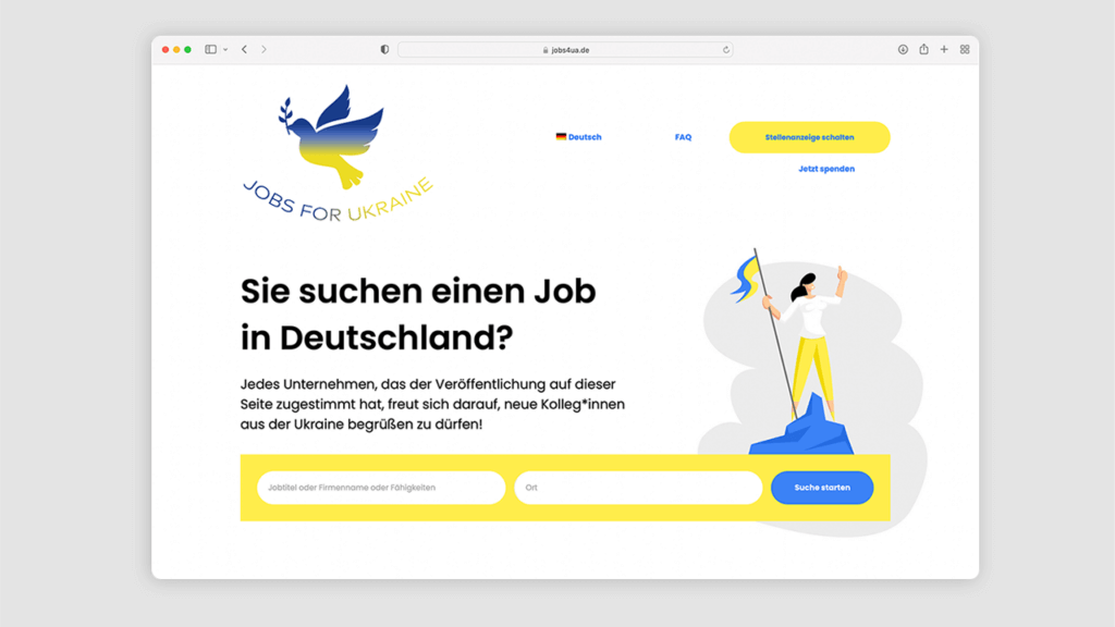 Screenshot Startseite jobs4ua.de