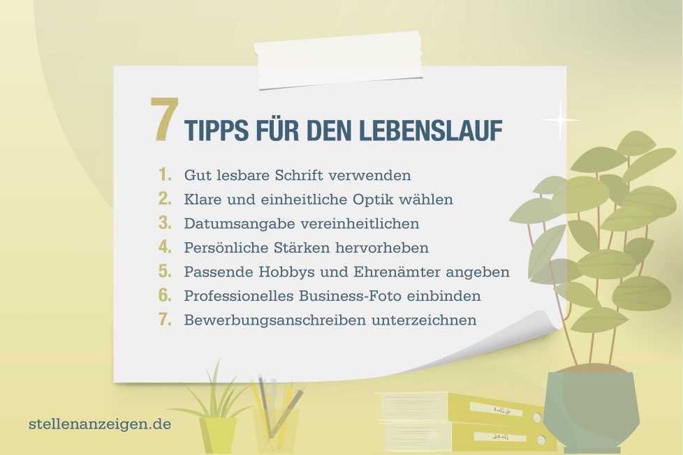 7 Tipps für den perfekten Lebenslauf - Vorlage