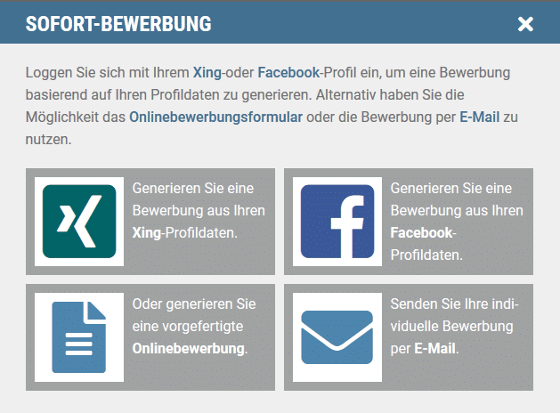 Sofort Bewerben