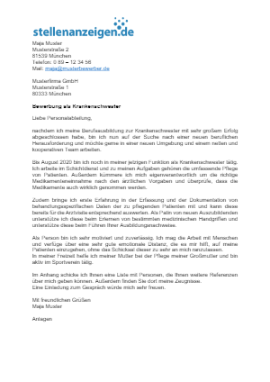 Bewerbungsvorlage Krankenschwester