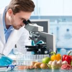 Ein dualer Student der Ökotrophologie bei einer mikroskopischen Untersuchung