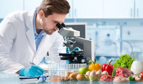 Ein dualer Student der Ökotrophologie bei einer mikroskopischen Untersuchung